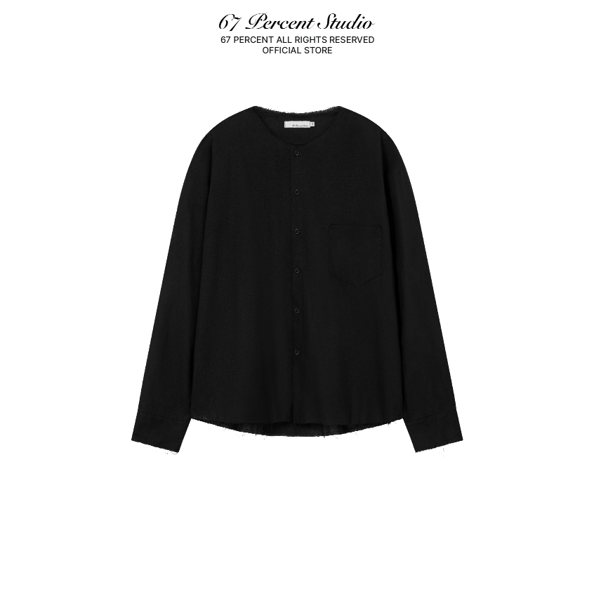 เสื้อแขนยาวสไตล์สตรีทสีดํา 67PERCENT/67% - LINEN LONGSLEEVES SHIRT