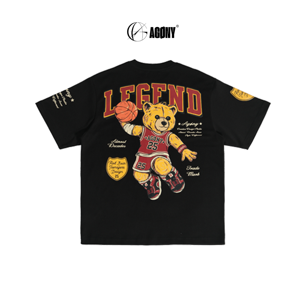 LEGEND Basketball Bear เสื้อยืดสีดํา - Agony Story