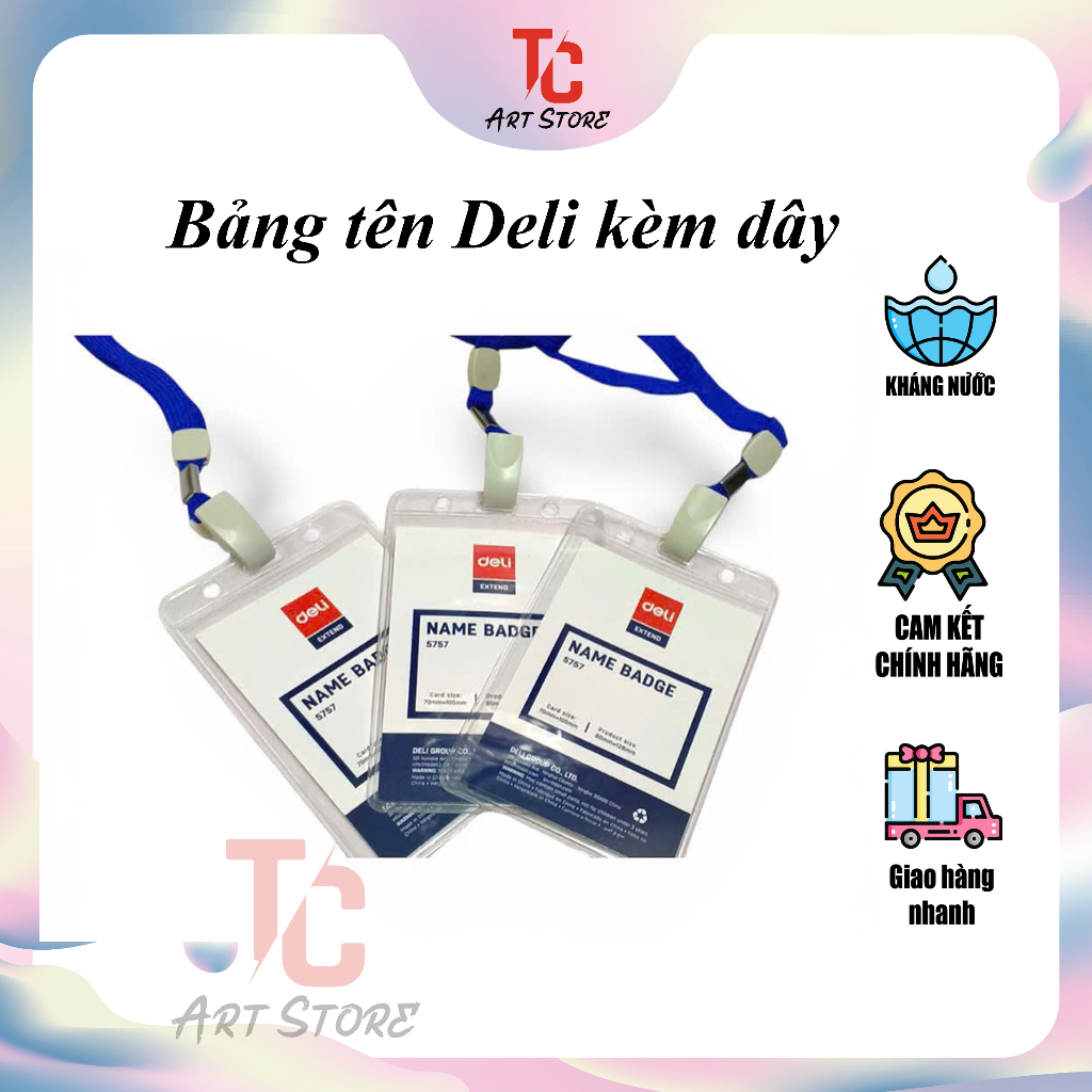 [รหัส 5757] Deli ป้ายชื่อพร้อมสายคล้อง - ฝาครอบการ์ดพลาสติกกันน้ําคุณภาพสูง - TC Art Store