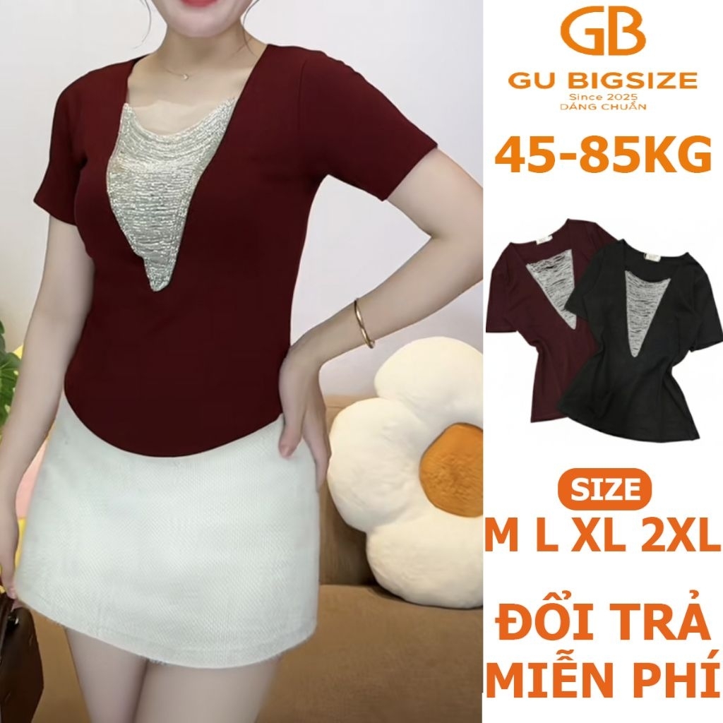 Gu Bigsize เสื้อยืดผู้หญิง แขนสั้น ลายหินหรูหรา - Freesize 45-85Kg ผ้าคอตตอนเนื้อนุ่ม ยืด 4-Way MS57