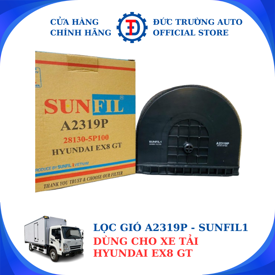 ไส้กรองอากาศรถบรรทุก Hyundai EX8 GT [รหัส A2319P - SUNFIL 1]