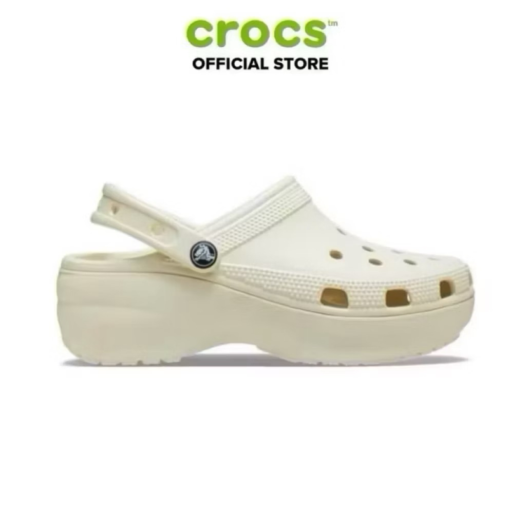 [ ของแท้ ] UNISEX CROCS PLATFORM CLASSIC CLOG SHOES - BONE