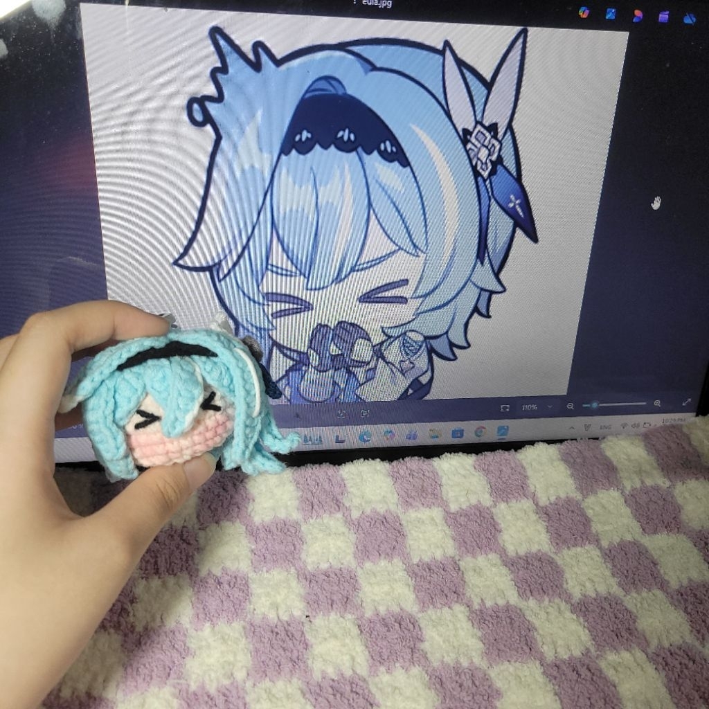 [genshin impact] พวงกุญแจ eula ขนสัตว์แฮนด์เมดน่ารัก