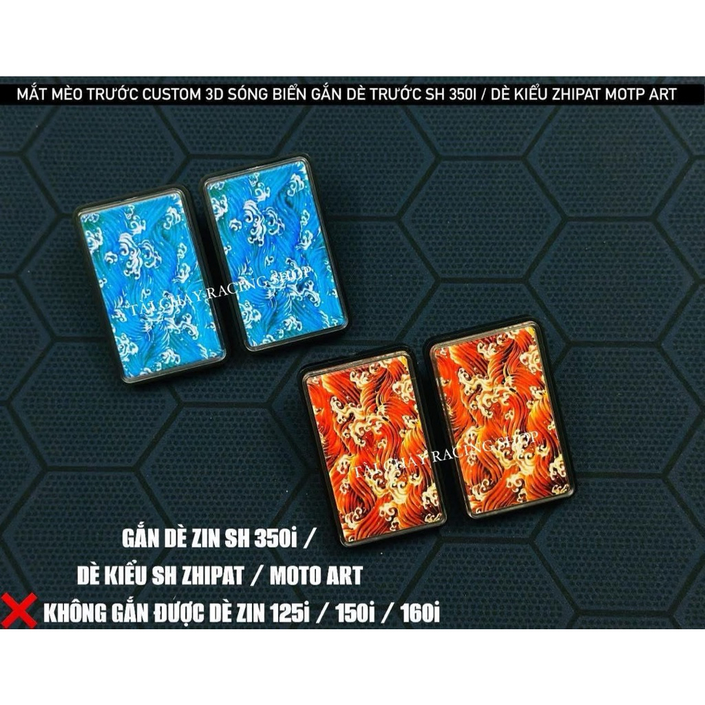 [ 1 PAIR ] CUSTOM 3D SEA WAVE FRONT CAT EYE FRONT MOUNTED SH 350i / SH ZHIPAT MOTO ART STYLE CAT EYE