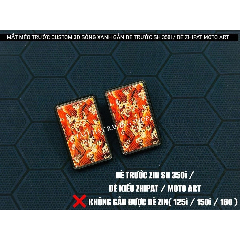 [ 1 PAIR ] CUSTOM 3E FRONT CAT EYE ORANGE WAVE FRONT MOUNTED SH 350i / ZHIPAT MOTO ART