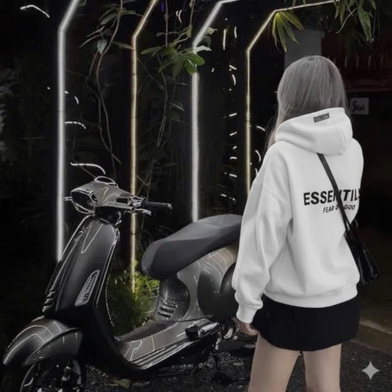 ESENTIALS FEAR OF GOD Zip Hoodie, Oversize Streetwear Sweatshirt (มีกระเป๋าด้านใน)