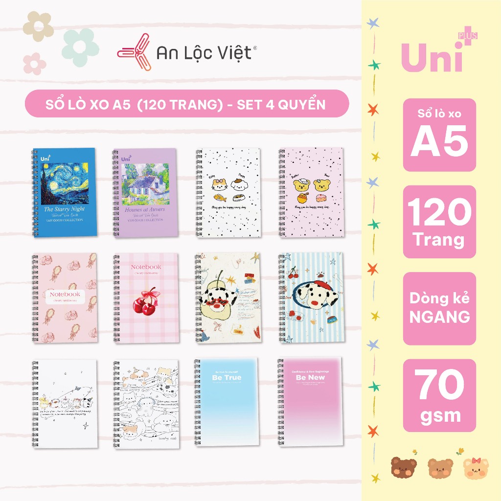 XO [SET 4 EXTREMELY HOT SPRING NOTEBOOKS] สมุดสปริง A5 หน้าแนวนอน 120 ภาพน่ารักมากมาย