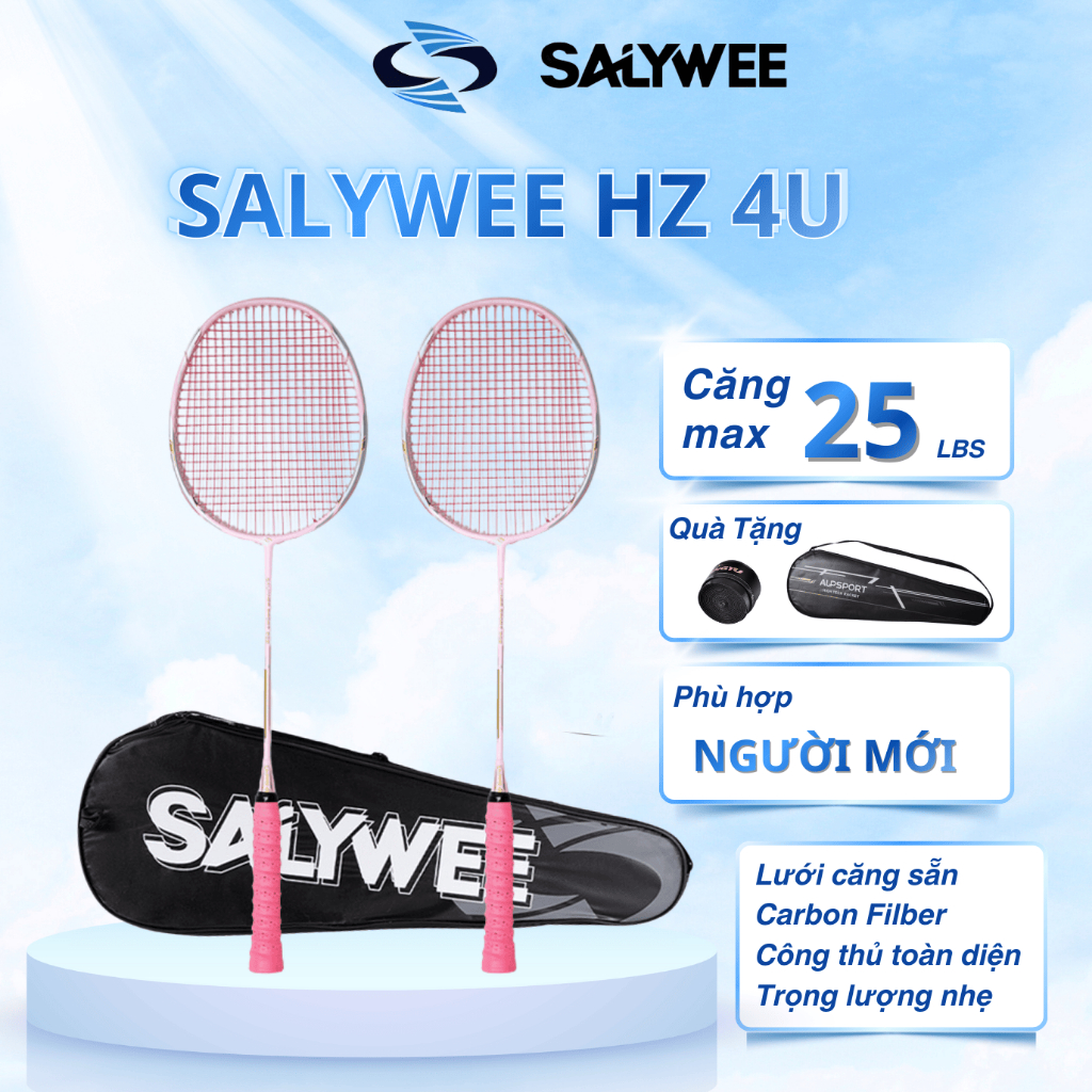 คุณภาพสูง ALP SPORT SalyWee 4UG5 ไม้แบดมินตันคาร์บอนเต็ม ความตึง 22-28lbs ฟรีถุงม้วนล่วงหน้า