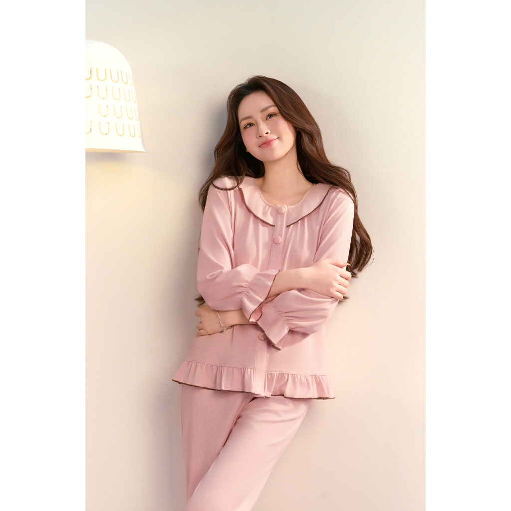 BAE MALI - SP1059 เดรสบ้านไหมพรมเนื้อนุ่มคอระบาย