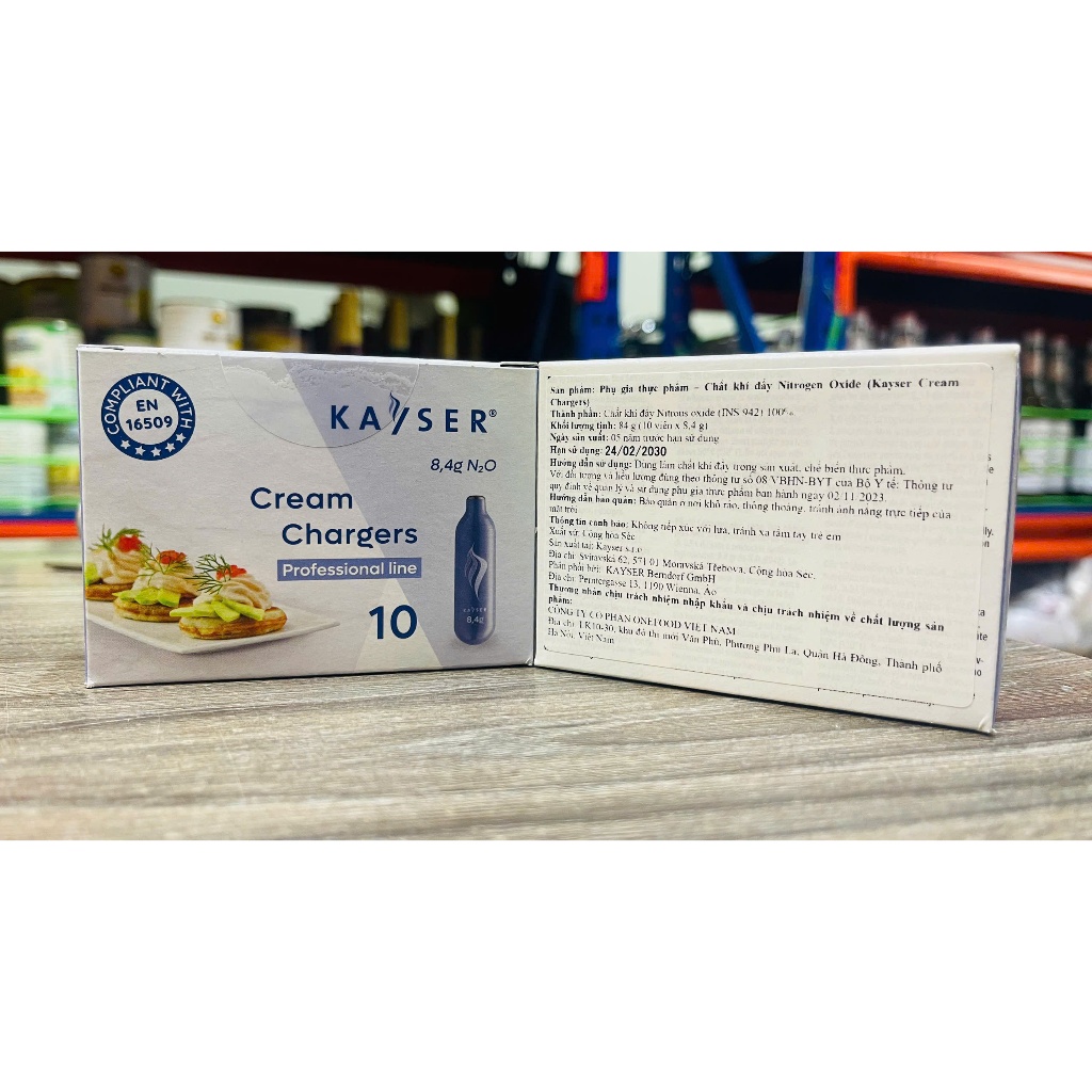 Gas N2O Creamer Charger Kayser - กล่อง 10 เม็ด (8.4g)