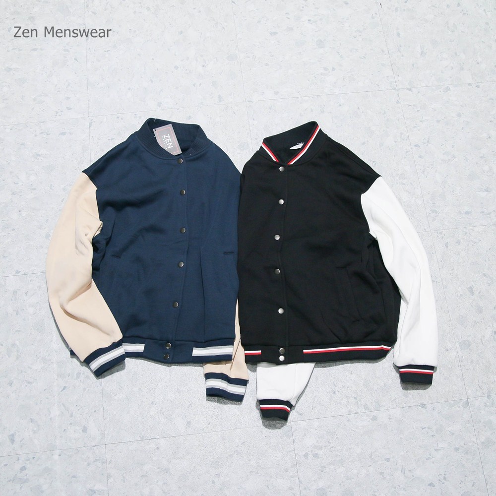 KYJ Golf Bomber Jacket Made in Korea ผ้าฟลีซคอตตอนแท้ผสมสีอ่อนเยาว์