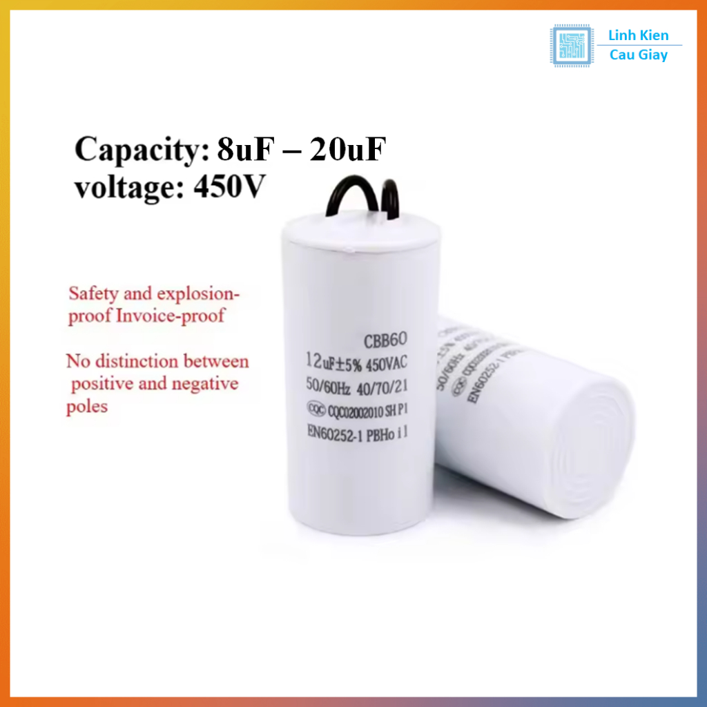 คาปาซิเตอร์ปั้ม CBB60 450V (450VAC)