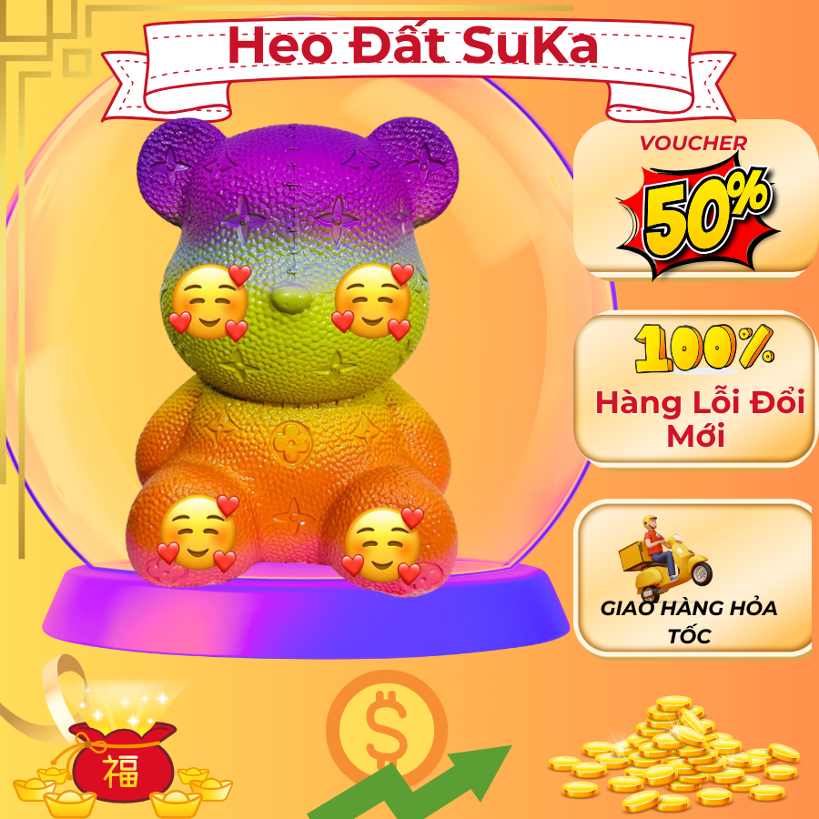 SUPER CUTE 7-COLOR BEAR PIGGY BANK - SUKA PIGGY BANK SHOP