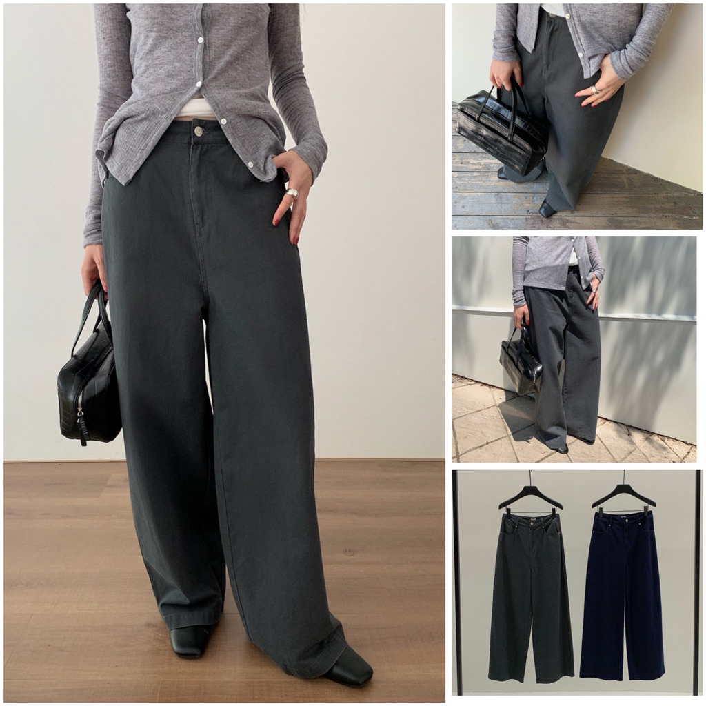 [Em.Cloud] CC INBYIN 3027 Long High-Waist Khaki Jeans