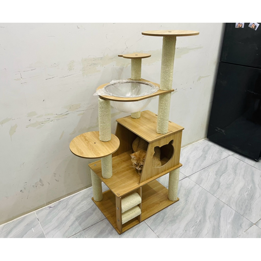 [NV รองรับการประกอบที่บ้านใน HCM] - Cat Tree Cat Tree Tree Tree House ทําจากไม้แข็ง เหมาะสําหรับแมว 