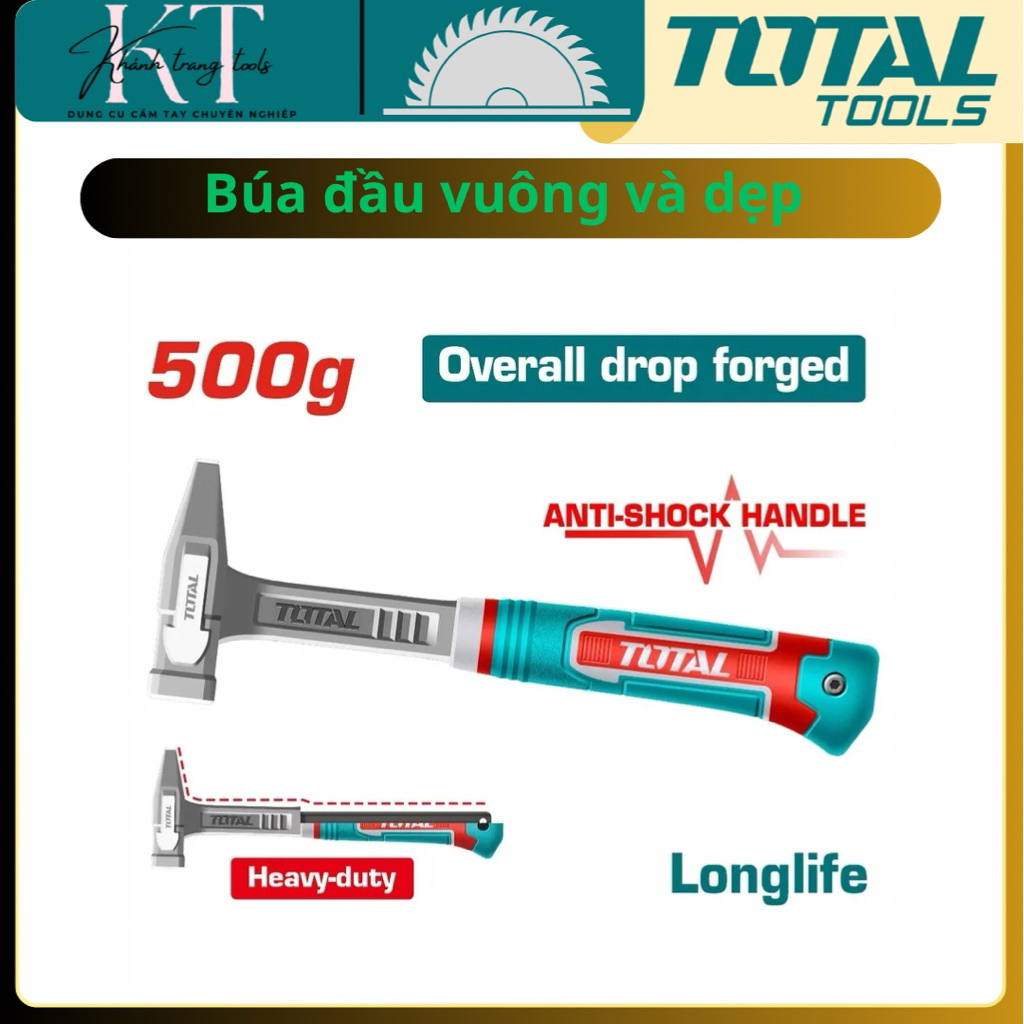 TOTAL THMH62500L ค้อนหัวแบน & Solid Forged Square 500g