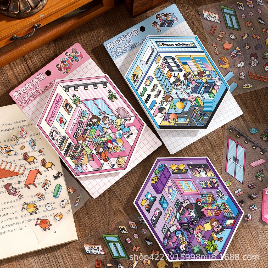 สติ๊กเกอร์ Xinyuyan สติ๊กเกอร์ทิวทัศน์ 3D 3D