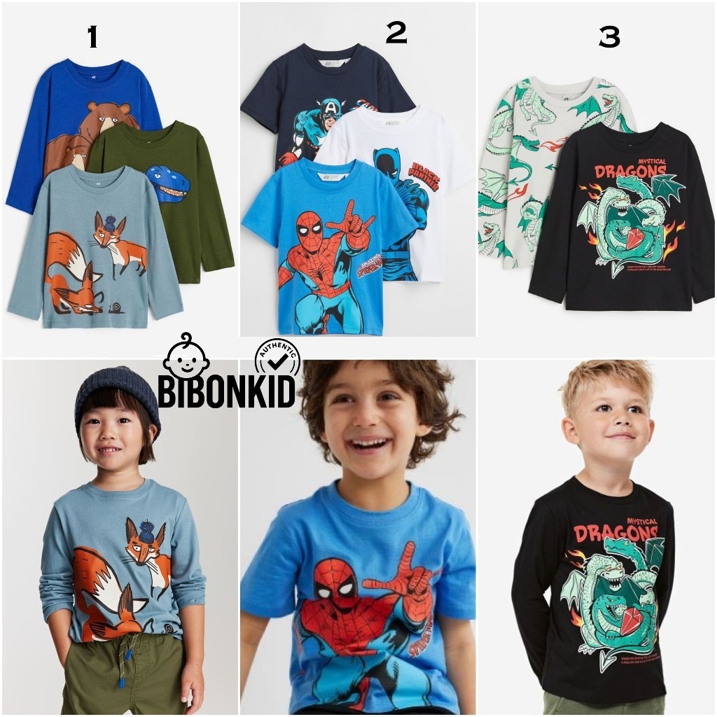 [Bibonkid] เสื้อเชิ้ตผ้าฝ้ายเด็ก Set HM US/JP ไซส์ตั้งแต่ 1.5-2y ถึง 8-10y