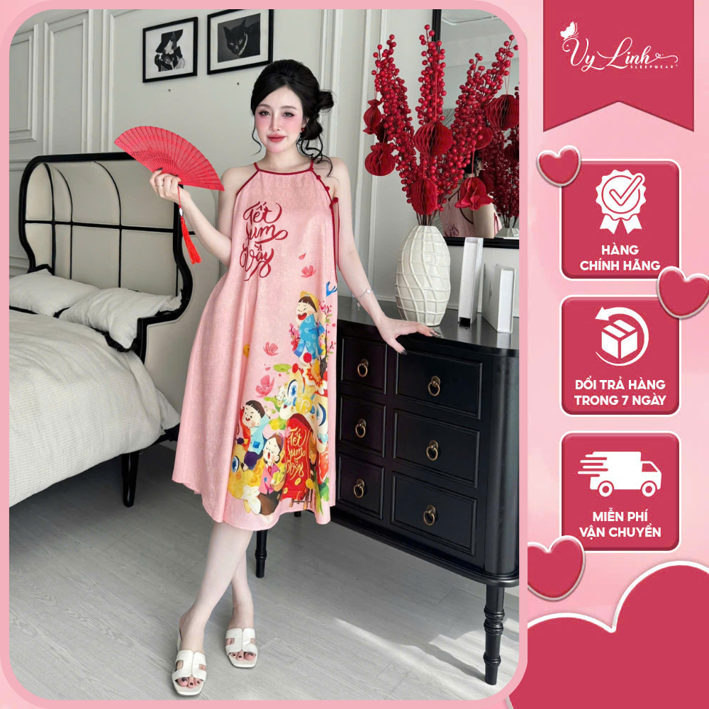 Vy Linh ชุดนอนทูพีซทําจากวัสดุผ้าพิมพ์ลาย 3D น่ารักโปร่งและนุ่ม S1324 3D