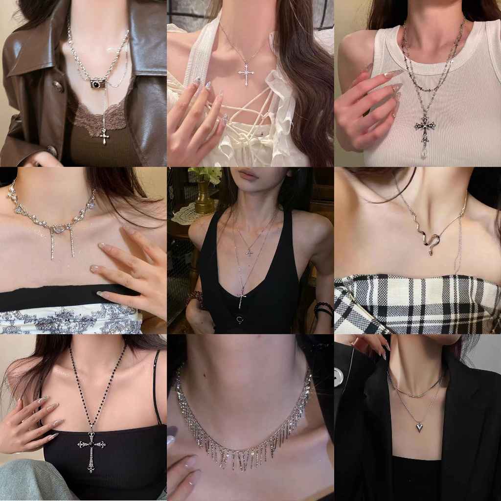 สร้อยคอผู้หญิงสไตล์ Y2K – สร้อยคอชั้นข้าม / Y-Chain ส่วนบุคคล, เครื่องประดับแฟชั่นระดับไฮเอนด์ VC61