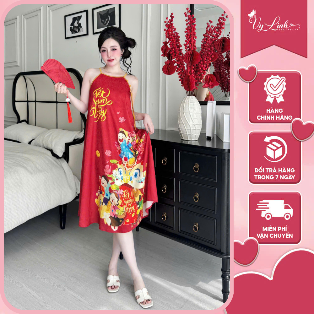 Vy Linh ชุดนอนทูพีซทําจากวัสดุผ้าพิมพ์ลาย 3D น่ารักโปร่งและนุ่ม S1324 3D