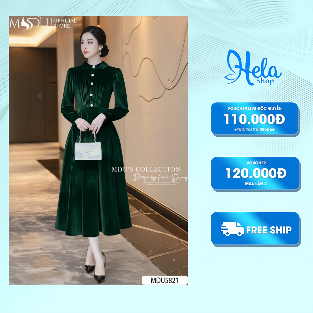 CLASSIC DARK GREEN VELVET DRESS, FLAWED THA & LADY - MDU5821