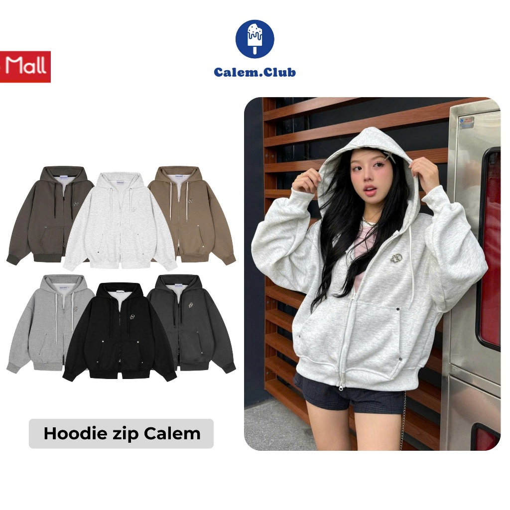 ChillPop Calem.Club เสื้อแจ็คเก็ตมีฮู้ดมีซิปผ้า Cottony 2skin ทรงหลวม unisex สําหรับผู้ชายและผู้หญิง - มาพร้อมหมุดสําหรับเสื้อตัวละ