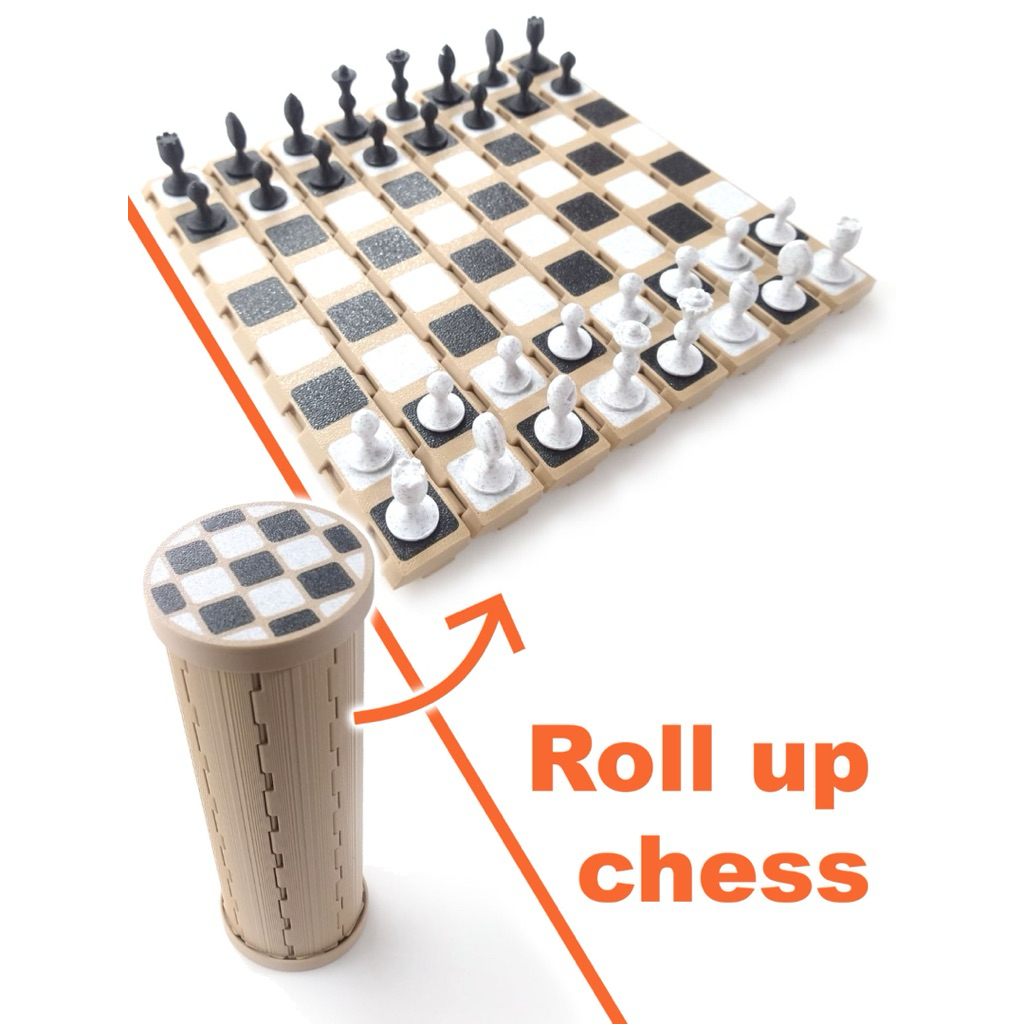 ️ 3D พิมพ์ ROLLED CHESS BOARD – CONVIENENT ROLL UP CHESS