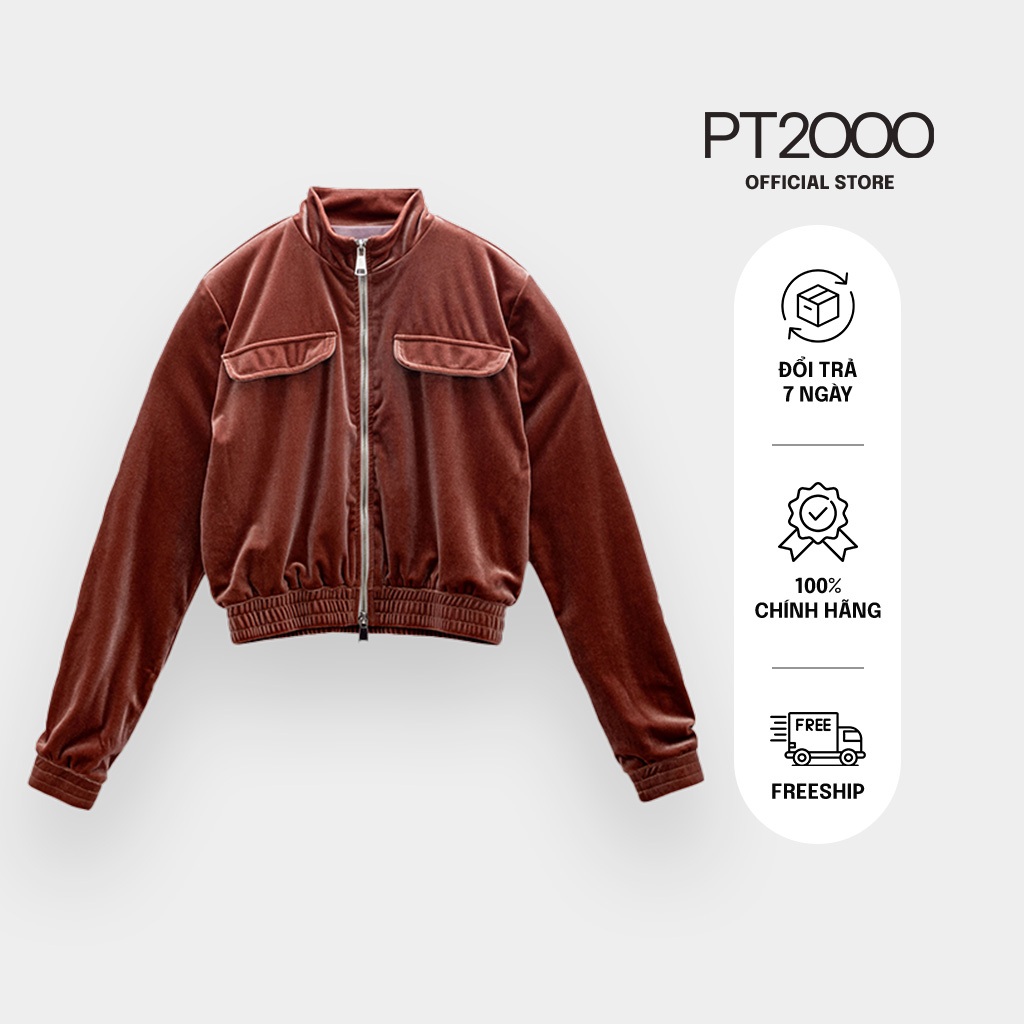 เสื้อแจ็คเก็ตกํามะหยี่มีฮู้ดผู้หญิงคอปกสูง PT2000 กํามะหยี่นุ่ม แขนยางยืด (AK-V13)