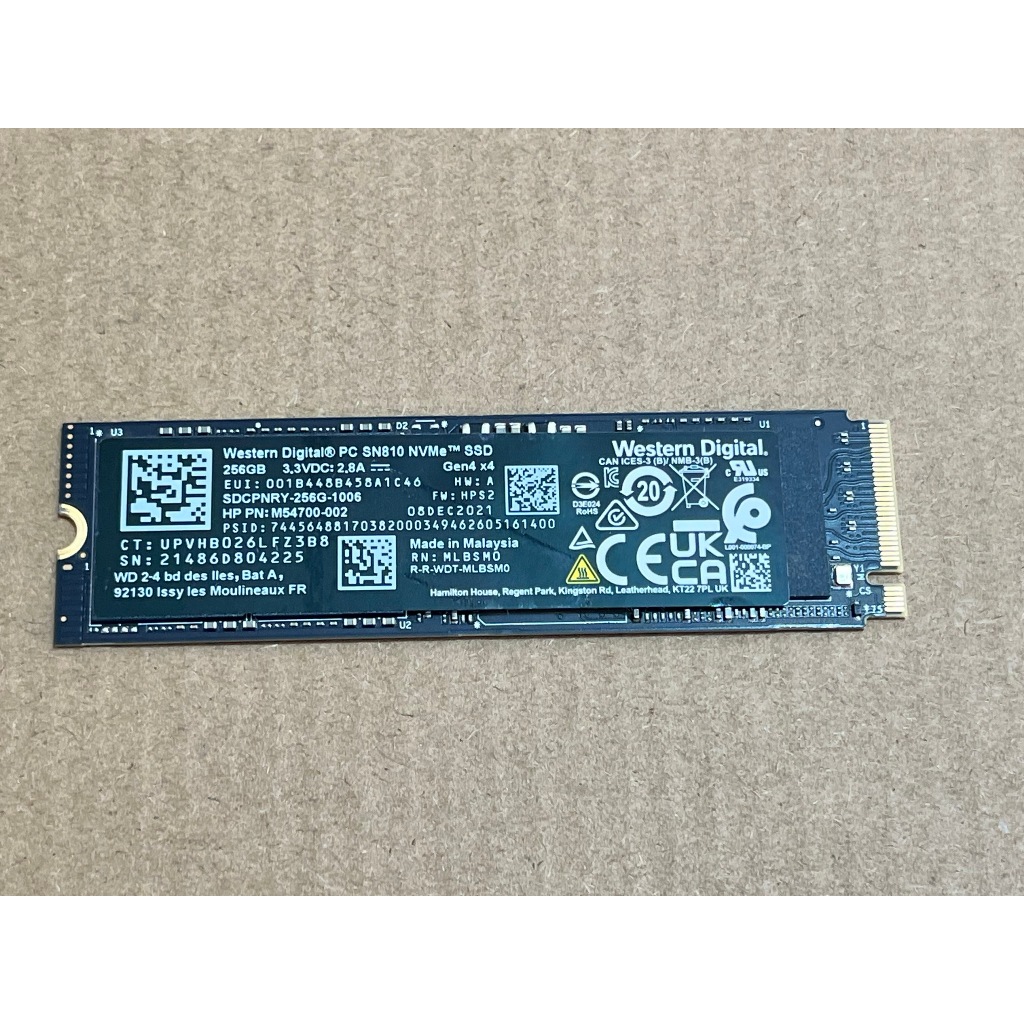 NVME-PCIe 256GB WD SN810 NVMe 2280 Gen4 x 4 ฮาร์ดไดรฟ์ สุขภาพ 9x