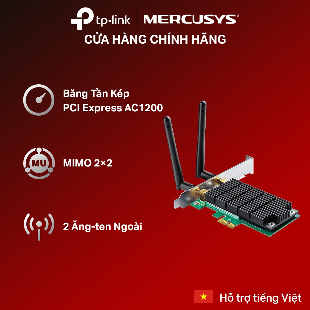 การ์ด Wi-Fi PCIe TP-Link Archer T4E | AC1200 Standard รองรับดูอัลแบนด์