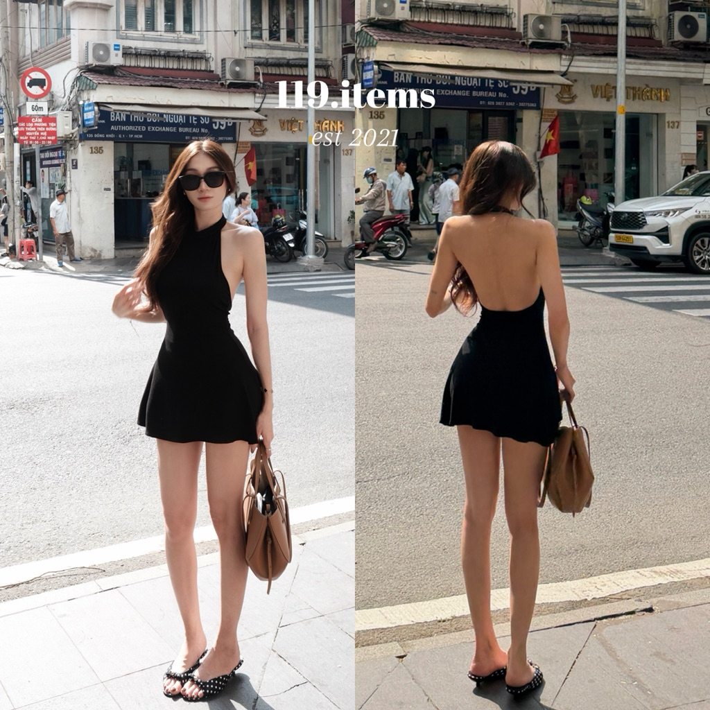 119.items ชุดเดรสคล้องคอเปลือยหลังเข้ารูป