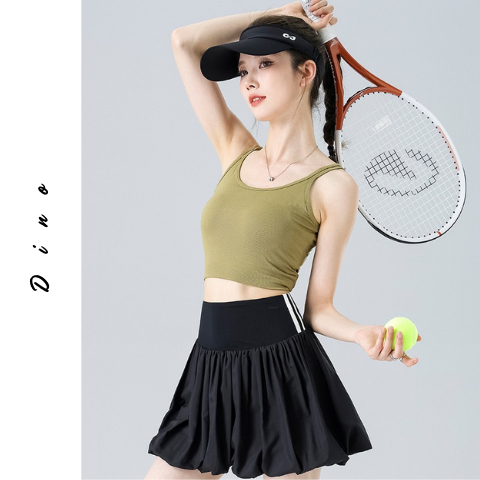 SPORTS SKIRT - SORA 2 STRIPED PUMPKIN SKIRT - TENNIS, GOLF, PICKLEBALL EXERCISES [DINO EXERCISES]