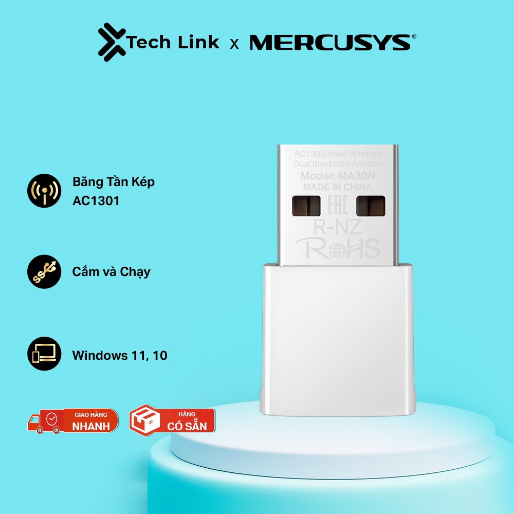 Mercusys MA30N AC1300 Mercusys MA30N AC1300 | USB WiFi Nano ดูอัลแบนด์เข้ากันได้กับ Windows 10/11