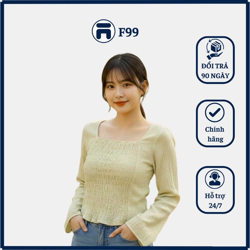 เสื้อเชิ้ตแขนยาว ผ้าโฟม คอเหลี่ยม Ruffles Freesize VNXK ADT4