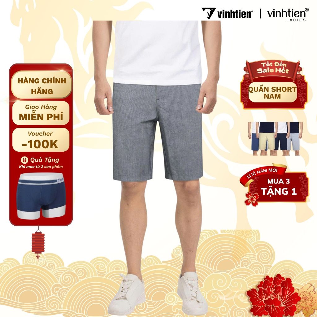 Vinh Tien Classic กางเกงขาสั้นผู้ชาย ผ้าคอตตอน Modal นุ่ม เย็นสบาย ยืด 4 ทิศทาง Elegant Regular Form