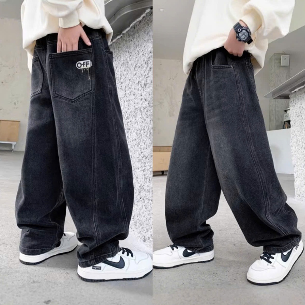 [M-715] เลือกโดย Height Boys Jeans ปัก+Ripped-Jeans QCCC-Size 12-5kg-Street Boy Style
