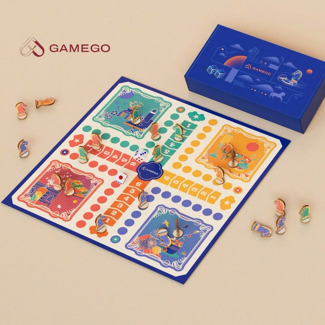 GAMEGO ธงม้าน้ําไม้ระดับพรีเมียม | โต๊ะผ้าใบพับได้ | Family Boardgame – เกมครอบครัวและเด็ก