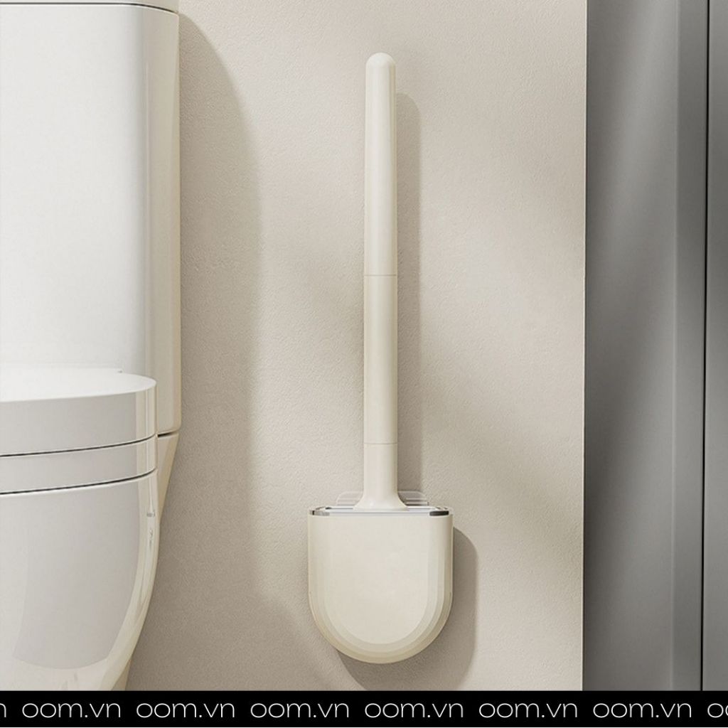 CREAM TOILET CLEANING BRUSH - มีสติ๊กเกอร์ติดผนัง