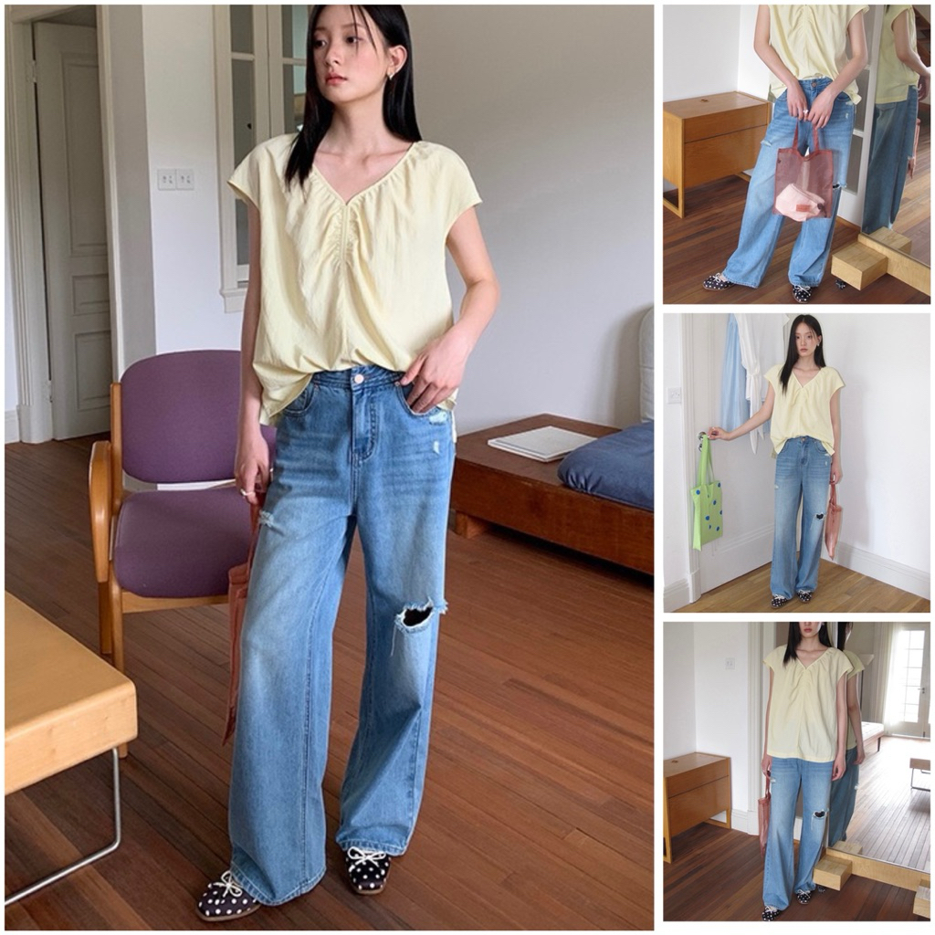[Em.Cloud] CC Allo Fu Ripped Demin Long Jeans 23525