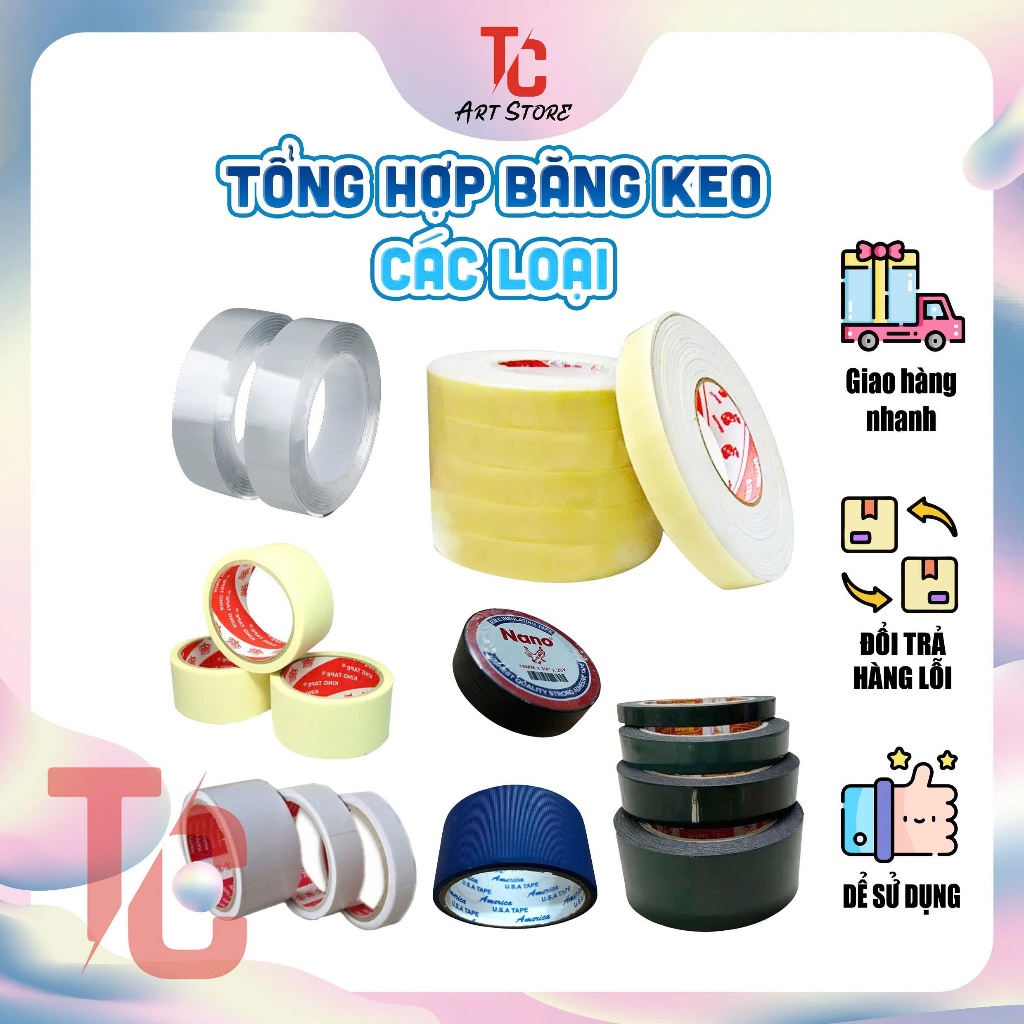 คอลเลกชันเทปอเนกประสงค์ TC Art Store - เทปสองหน้า, กาวไฟฟ้า, กาวโฟม, เทปกระดาษ