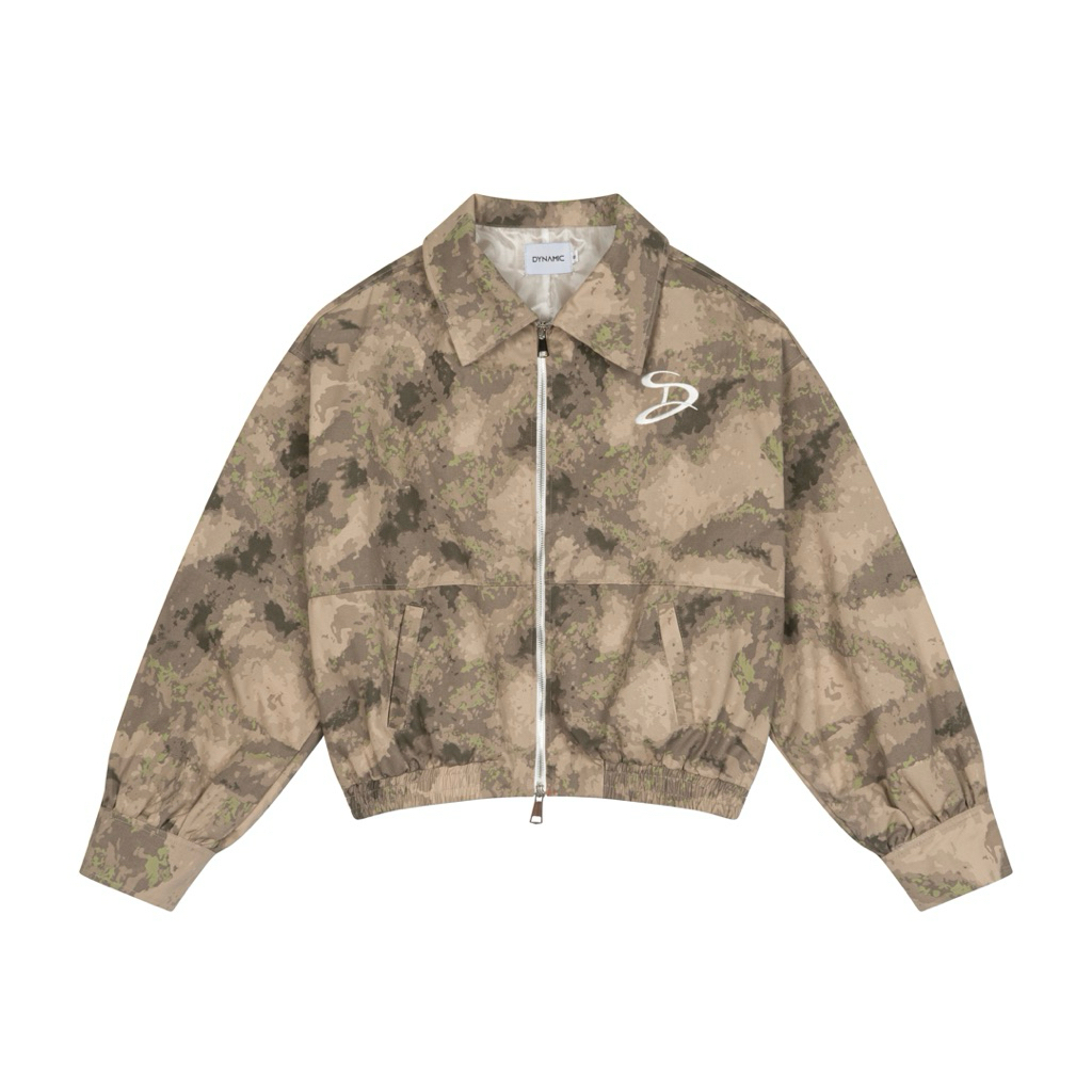 เสื้อแจ็คเก็ตสีกากีปักโลโก้ camo / CAMO GREEN ZIPPER