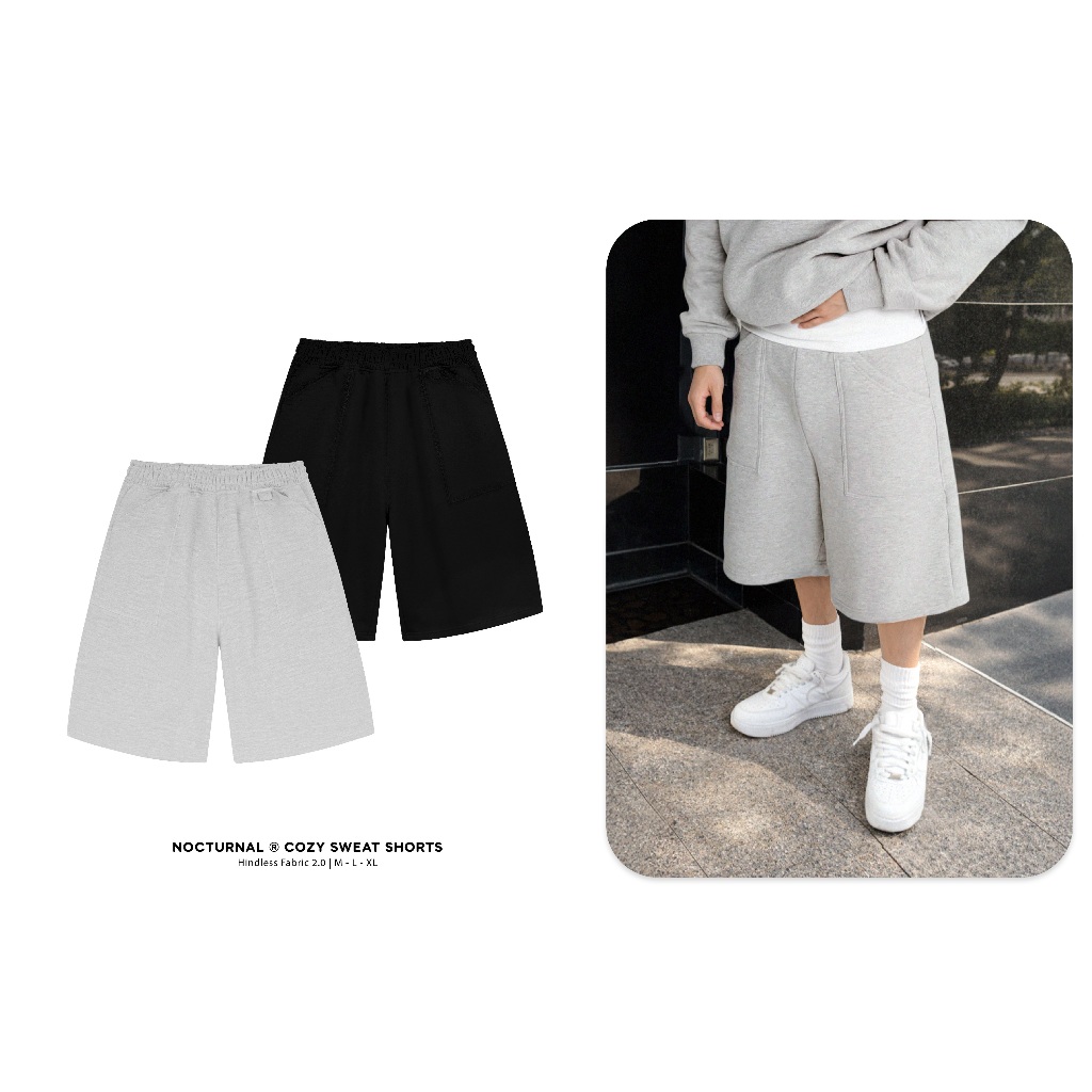 NOCTURNAL Cozy Sweat Shorts Hindless Fabric 2.0 Unisex ผู้ชายผู้หญิงแบรนด์ท้องถิ่น