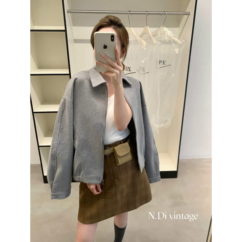 (QCC) DH89 DAHAN เสื้อแจ็คเก็ตซิปคอปกเปิด-ลง – Minimalist & Personality