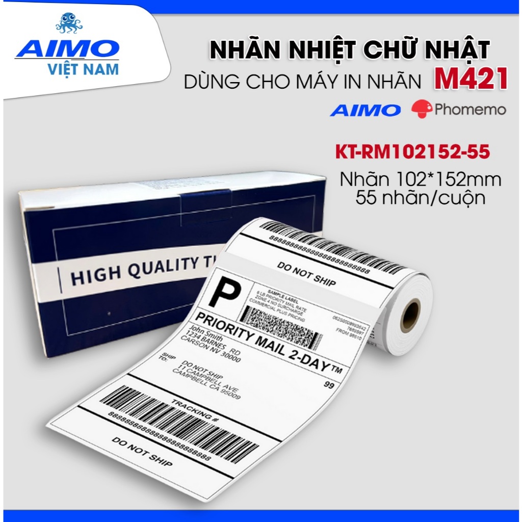 ป้ายความร้อน 4x6 (102x152 มม.) สําหรับเครื่องพิมพ์ฉลาก AIMO/Phomemo M421, D520BT, D530, 6XL