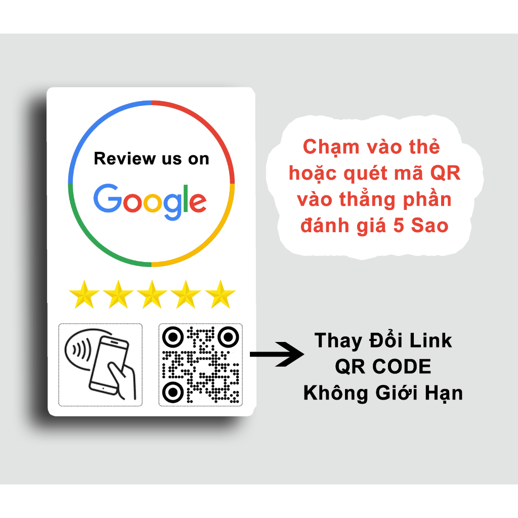 การ์ด Google Maps Smart Review (NFC & QR Code) เปลี่ยนลิงค์ในรหัส qr ไม่จํากัด