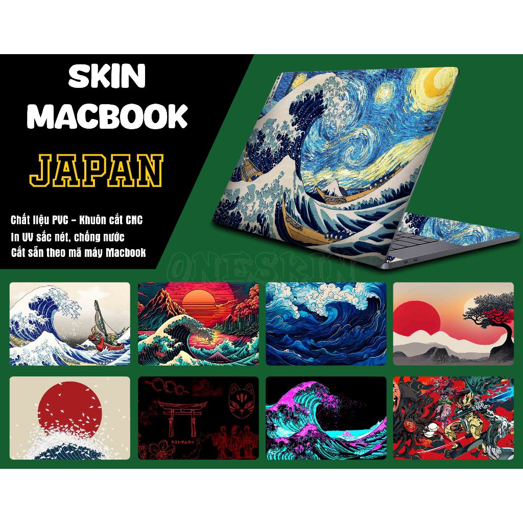 Macbook Air M1,M2,M3/Pro Skin with JAPAN Print - Sharp UV Print, Pre-cut, ใช้งานง่ายที่บ้าน
