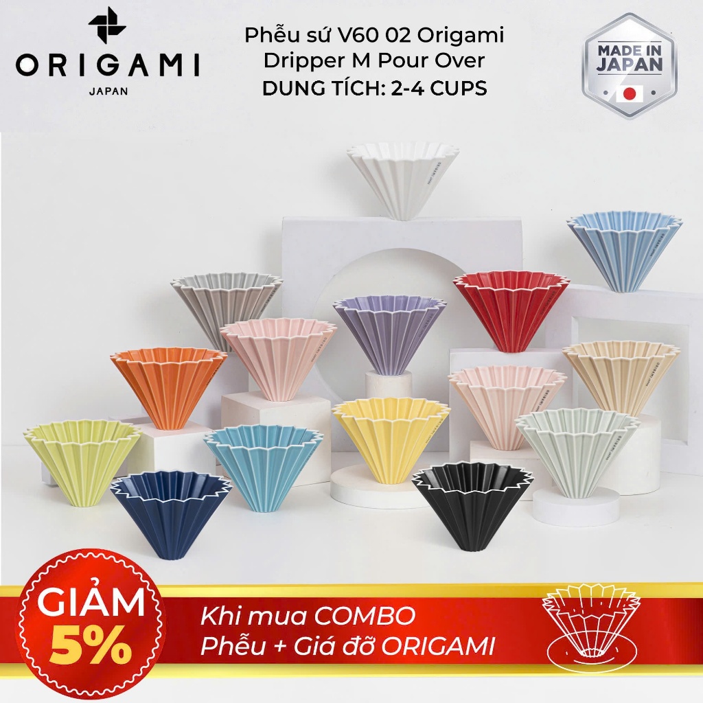 [ORIGAMI JAPAN] Volcano Ceramic Funnel V60 02 Origami Dripper M Pour over
