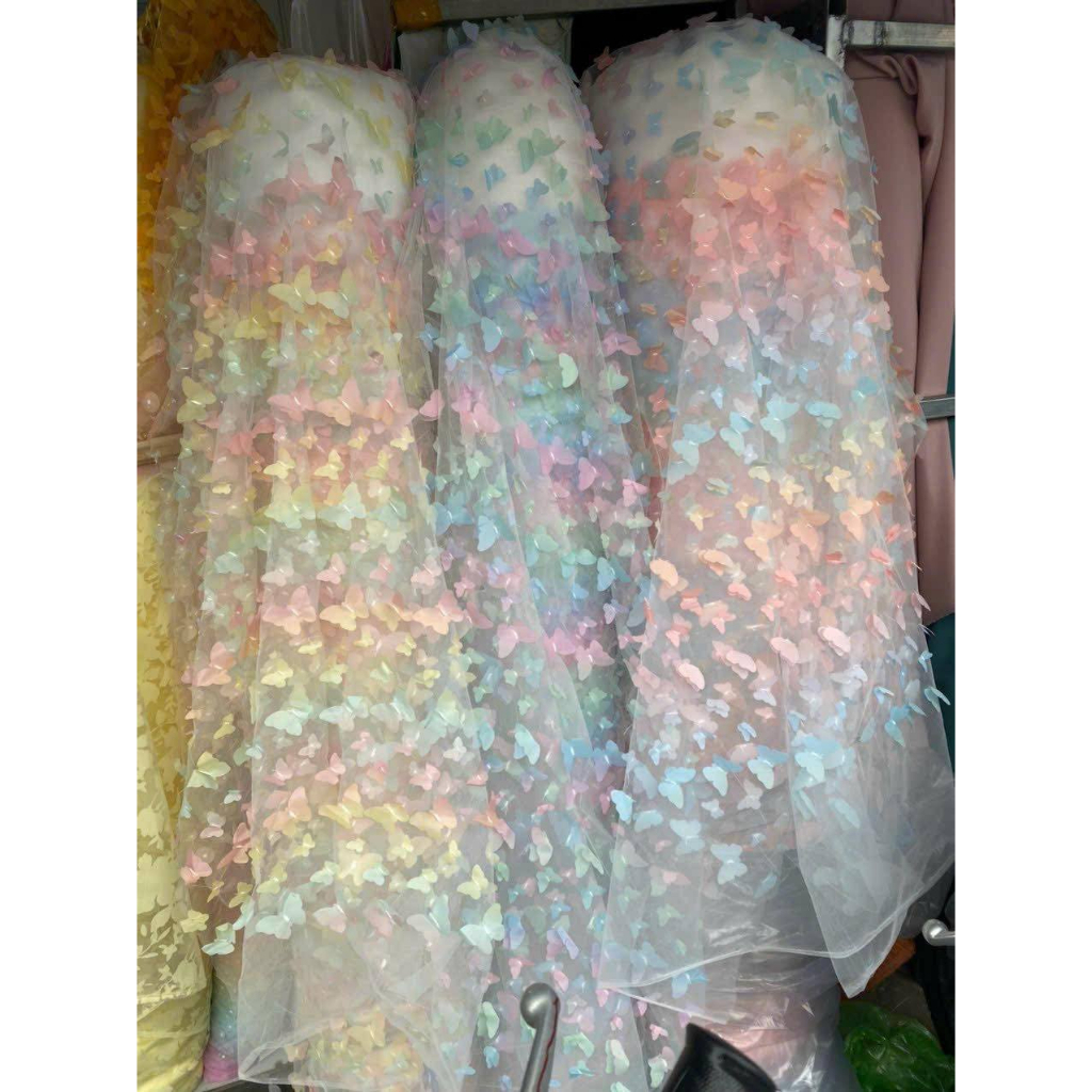 ALICE HOUSE ผ้าคลุมไหล่บิกินี่ผ้าชีฟองตาข่ายผีเสื้อ 3D ซีทรูหลากสี - รูปที่ 7