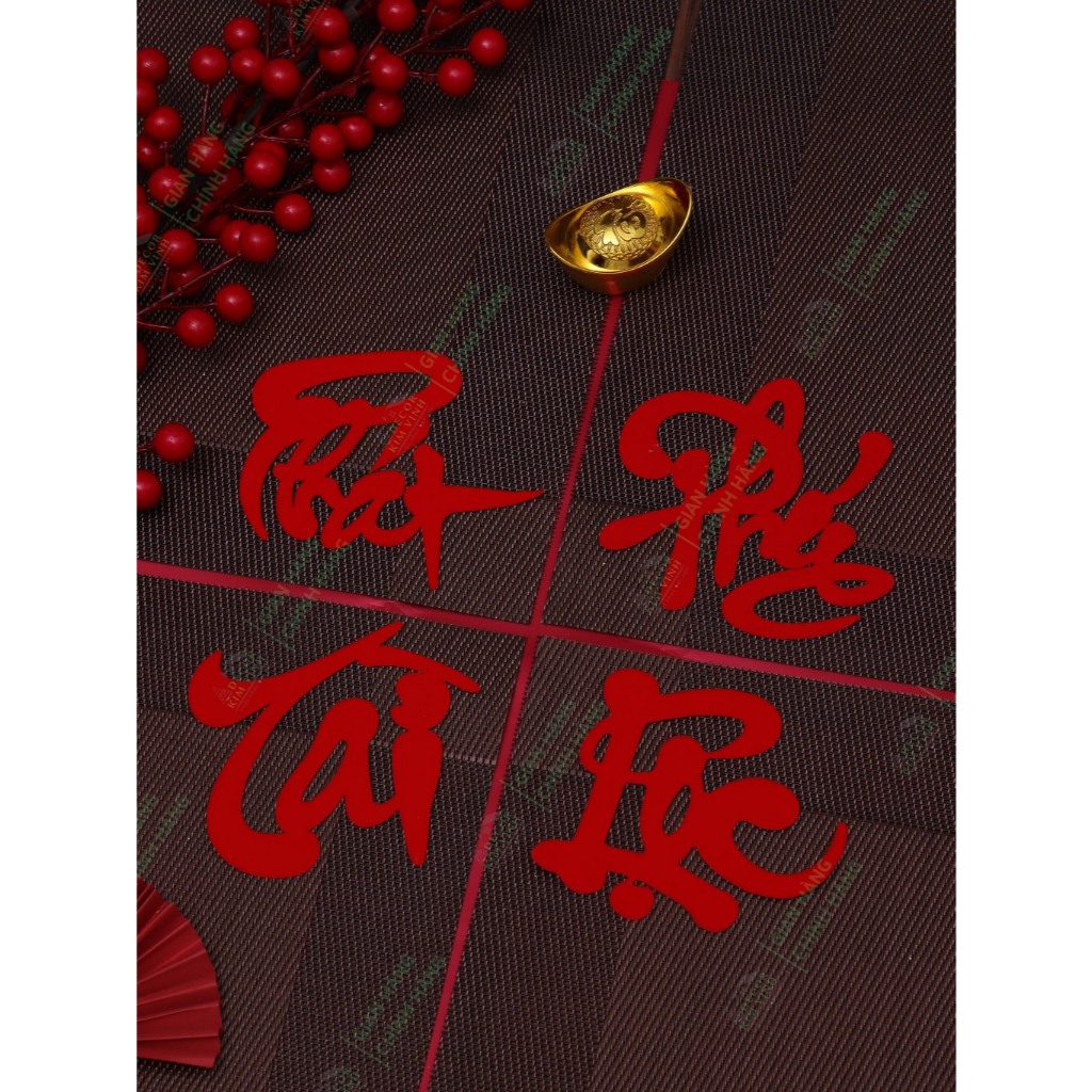 RED VELVET LETTERS WITH MELON STICKERS - TET FRUIT DECORATIVE GLUE